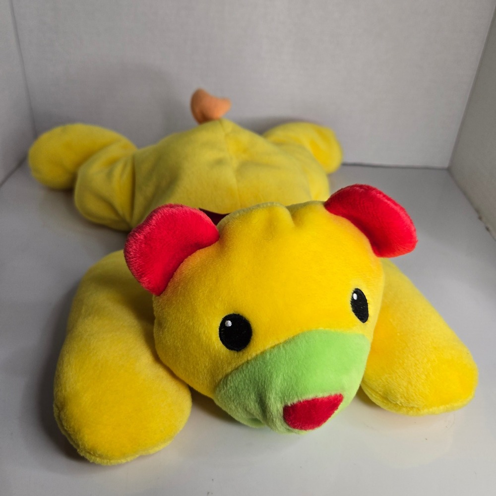 Vintage 1998 TY Pillow Pals Huggy Bear Yellow Red 14" Plush Stuffed Animal